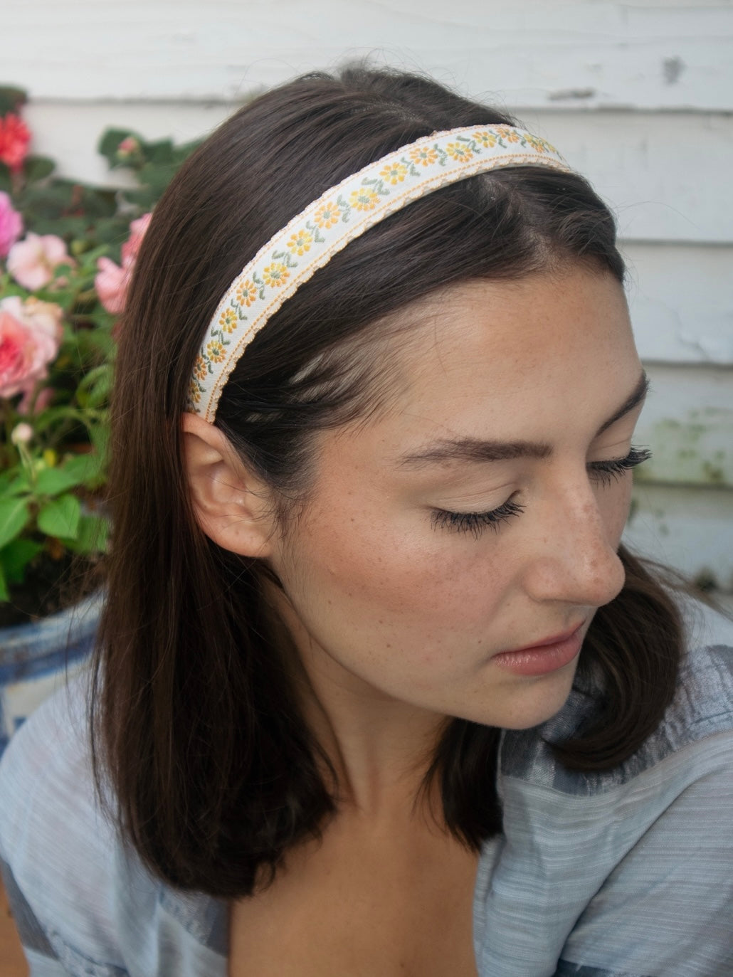 Golden Flowers Ribbon Headband