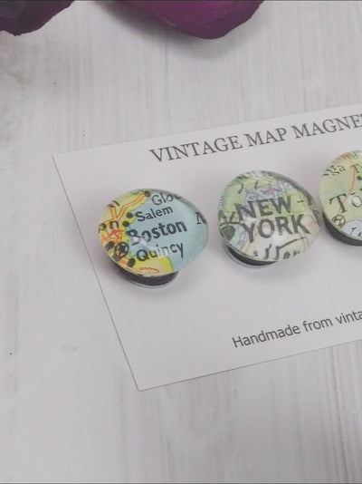 Vintage Map Magnet Set