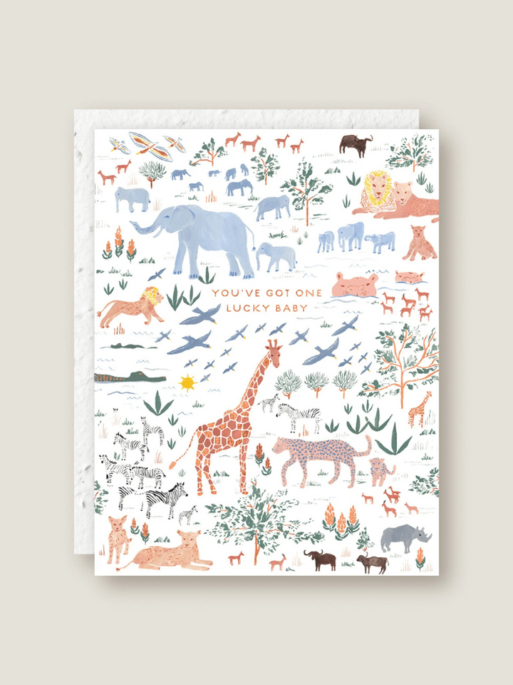 You've Got One Lucky Baby - Seeded Baby Congratulations Card