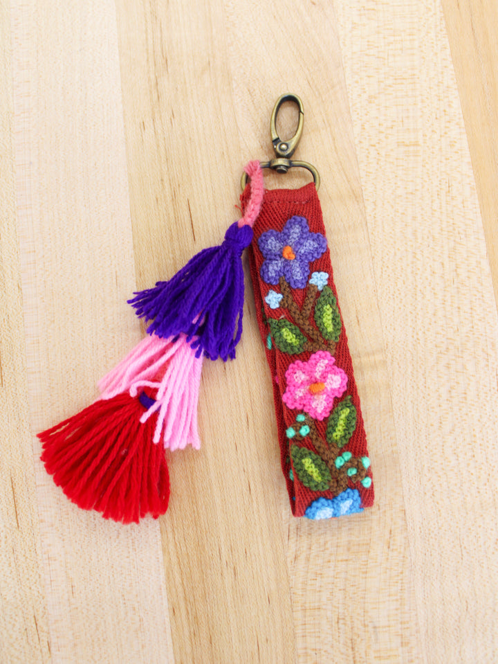 Carnival Floral Embroidered Keychain Charm