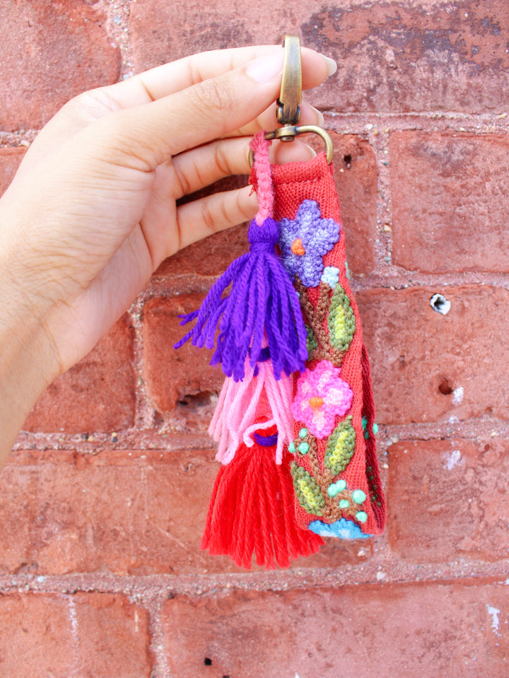 Carnival Floral Embroidered Keychain Charm