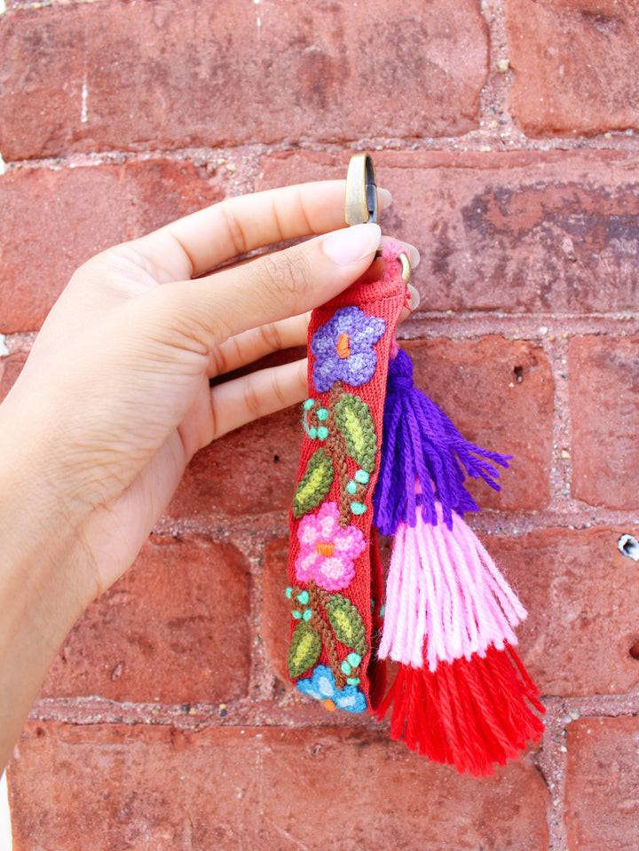 Carnival Floral Embroidered Keychain Charm