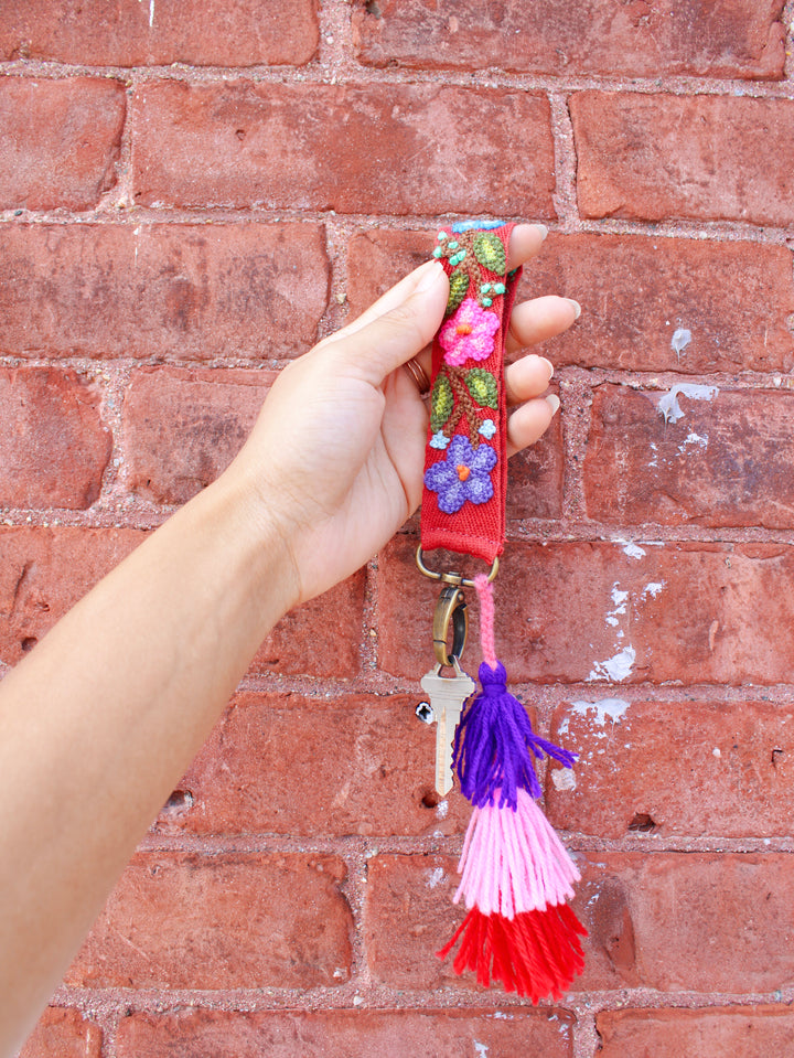 Carnival Floral Embroidered Keychain Charm