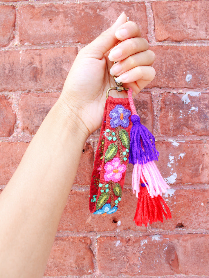 Carnival Floral Embroidered Keychain Charm