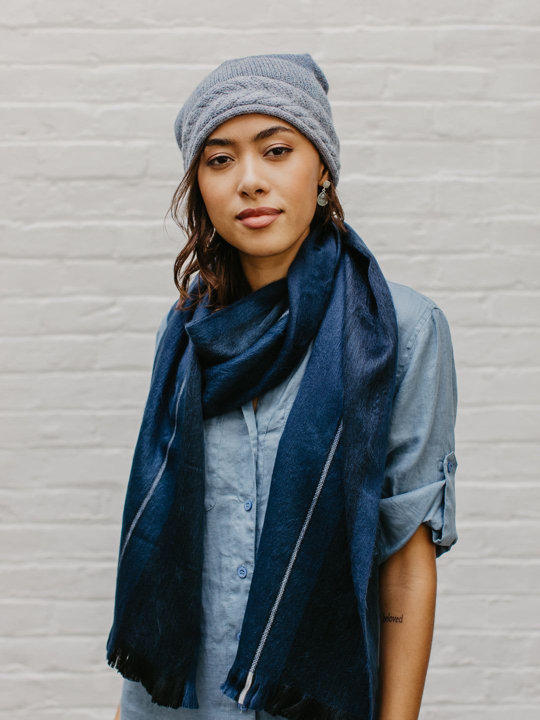 Brushed Alpaca Striped Scarf