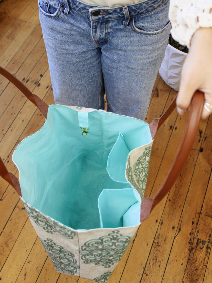 Folk Life Linen Tote Bag – Crewel Embroidery