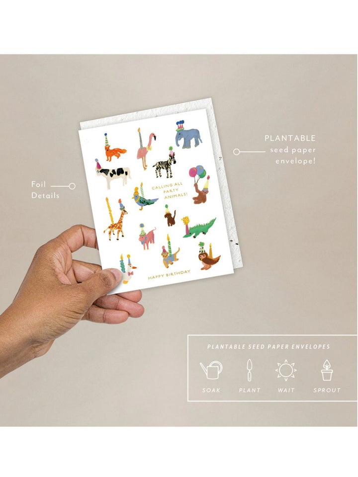 Animal Party - Seeded Birthday Card