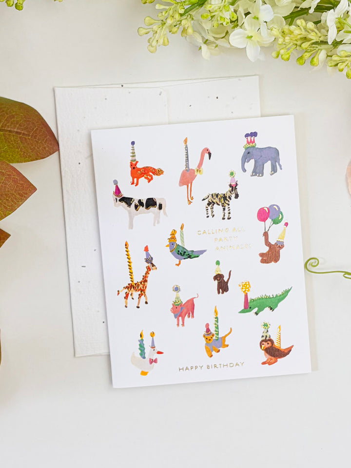 Animal Party - Seeded Birthday Card