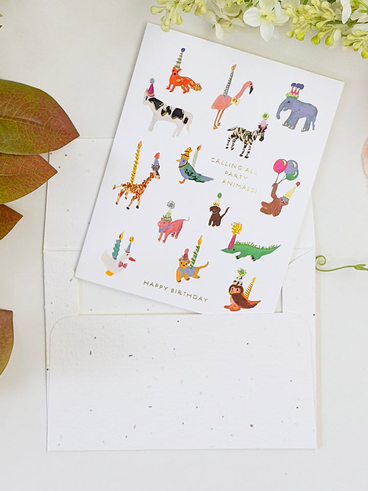 Animal Party - Seeded Birthday Card