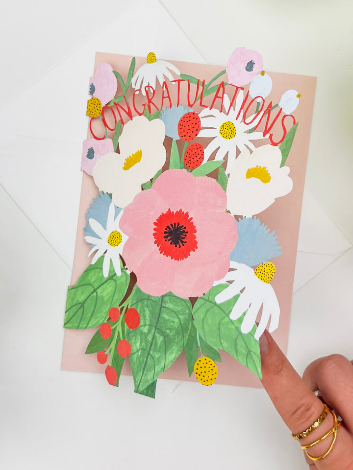Big Pink Congratulations Laser-Cut Card