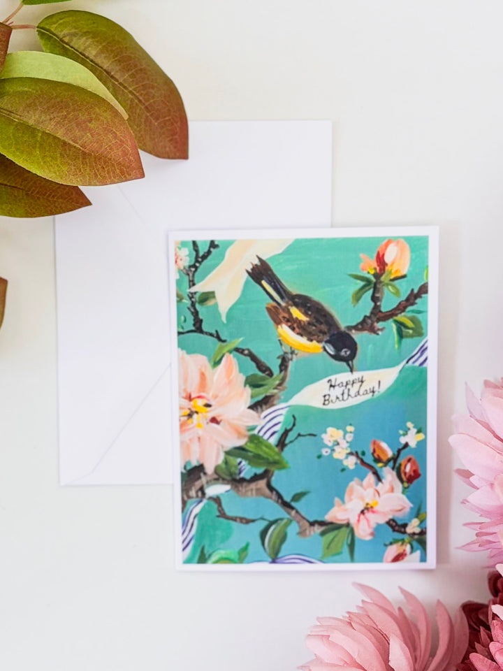 Birthday Bird &amp; Blossoms Greeting Card by Carpe Diem Papers