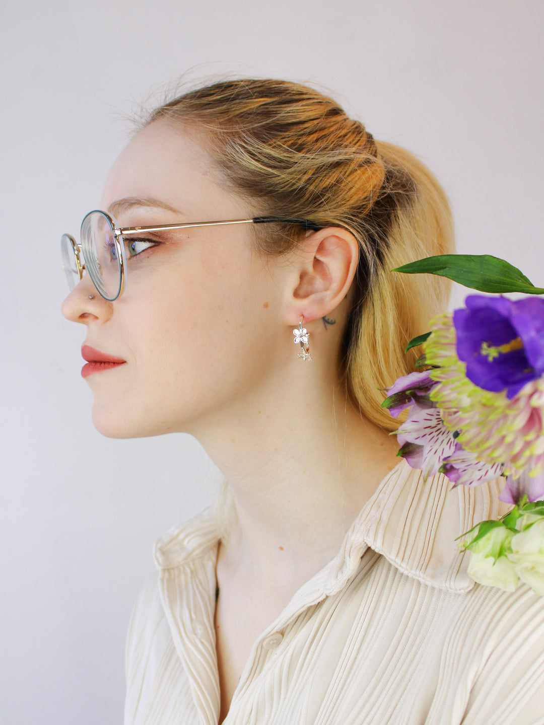 Bitty Flower Hoops