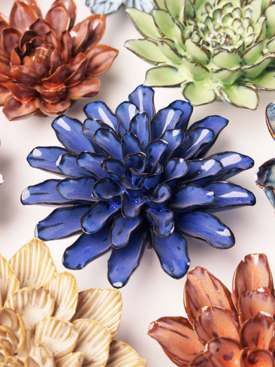 Blue Cornflower Ceramic Wall Art