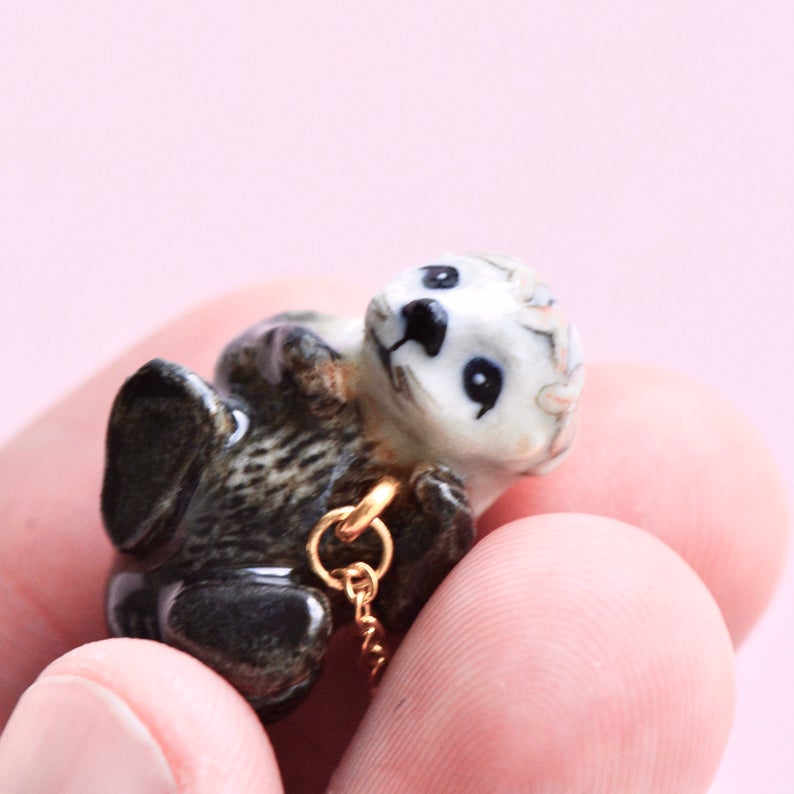Hand-Painted Porcelain Baby Animal Pendant Necklace