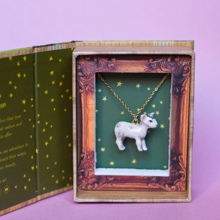 Hand-Painted Porcelain Baby Animal Pendant Necklace