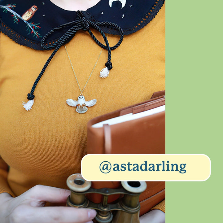 Hand-Painted Porcelain Birds of Prey Necklace