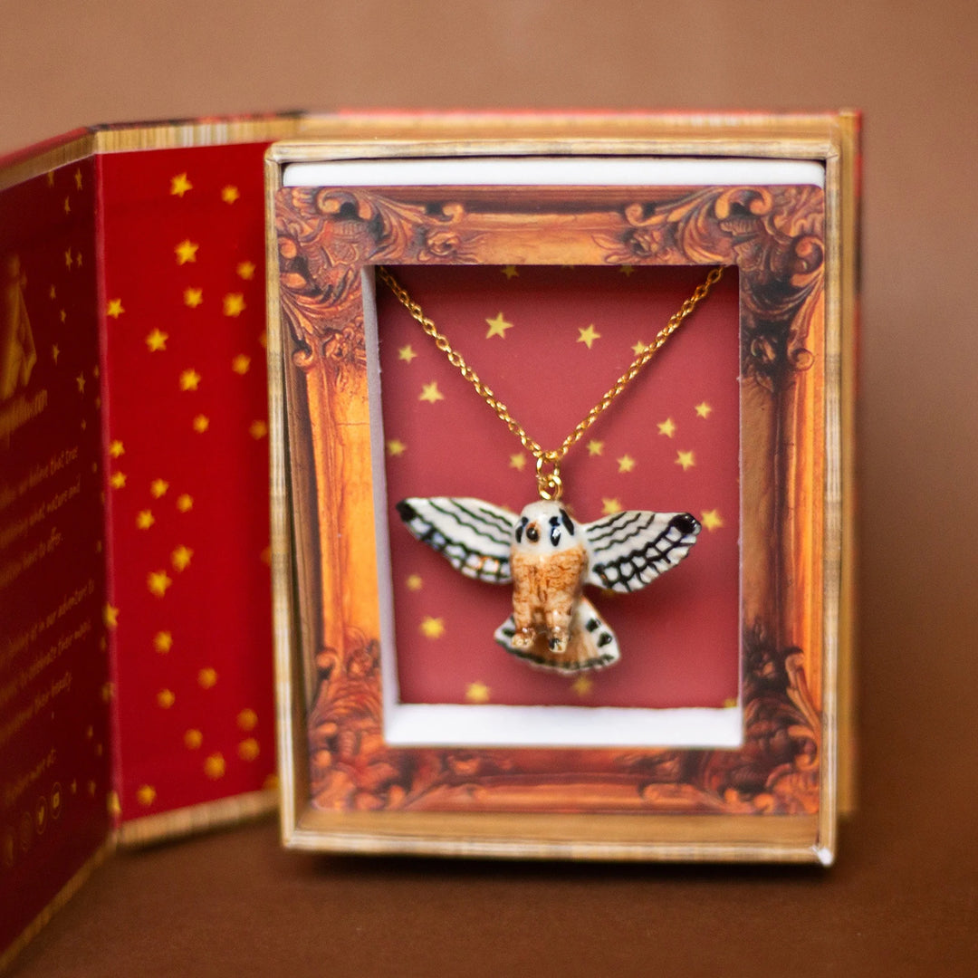 Hand-Painted Porcelain Birds of Prey Necklace