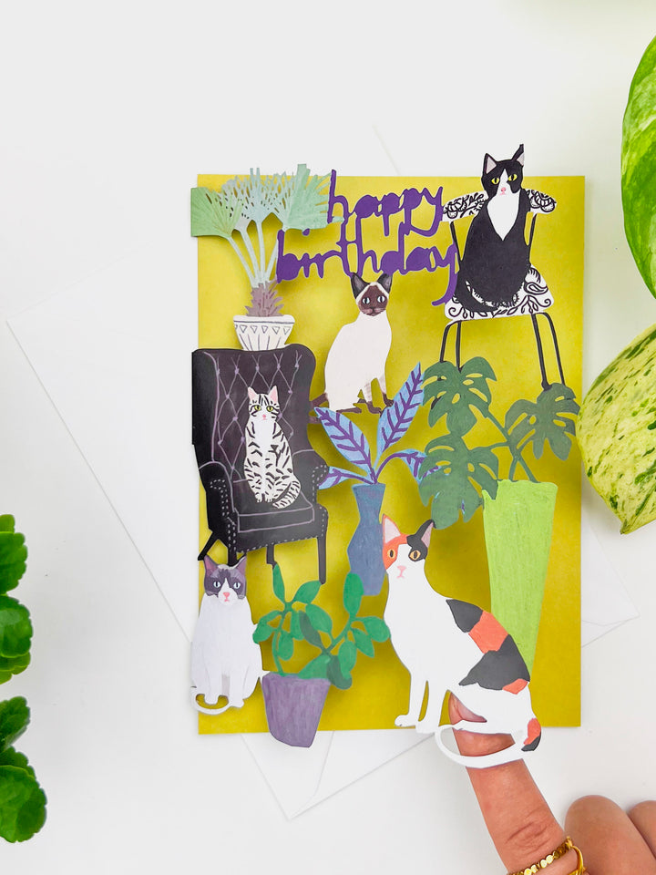 Cat Palais Laser-cut Birthday Card