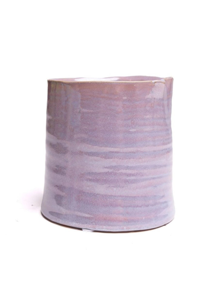 Japanese Minimalist Ceramic Planter – Mauve Indoor Plant Pot with Drainage