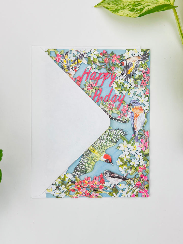 Chirping Birds Lasercut Birthday Card