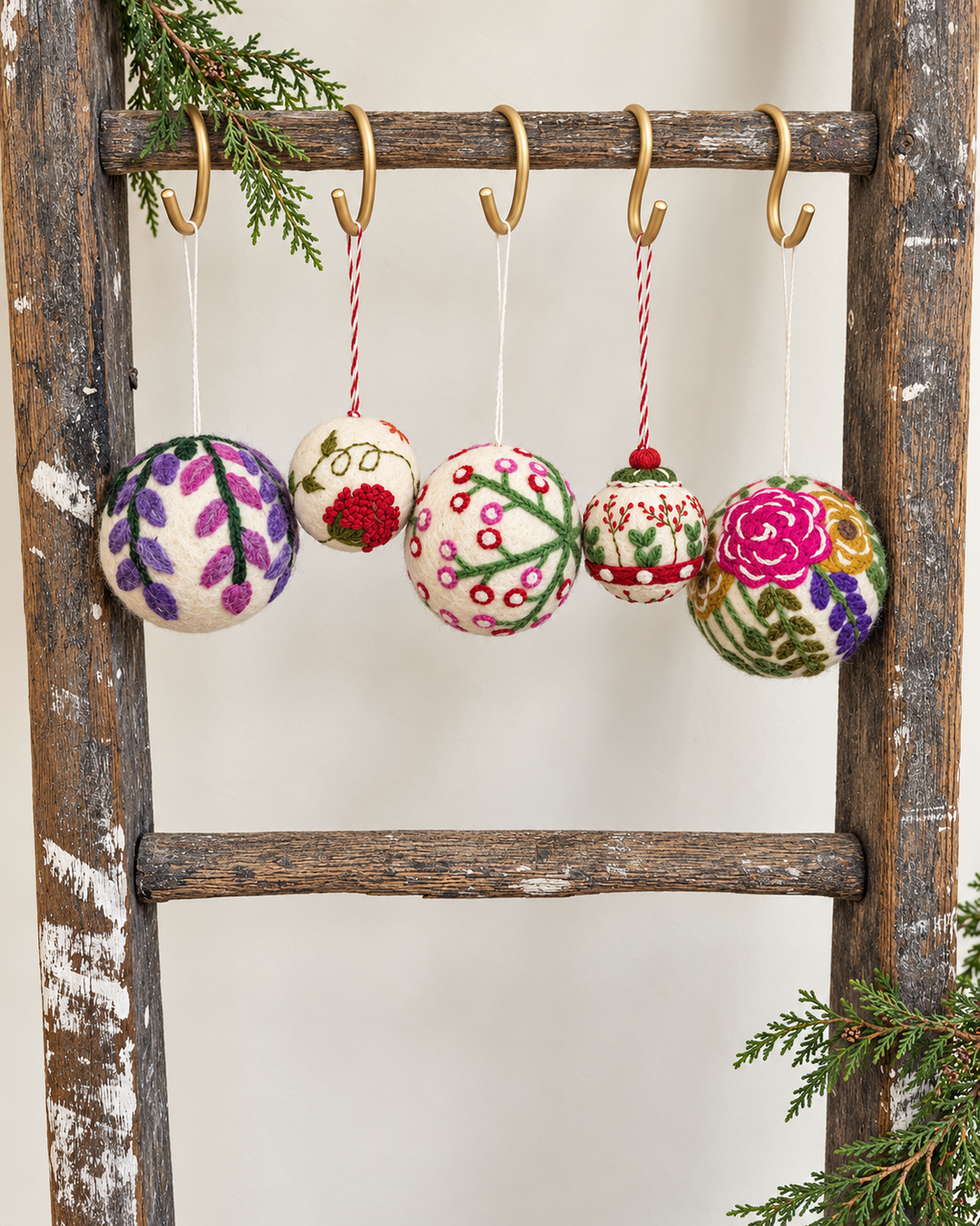Hand Felted Wool Ball Ornament - Wisteria Bough