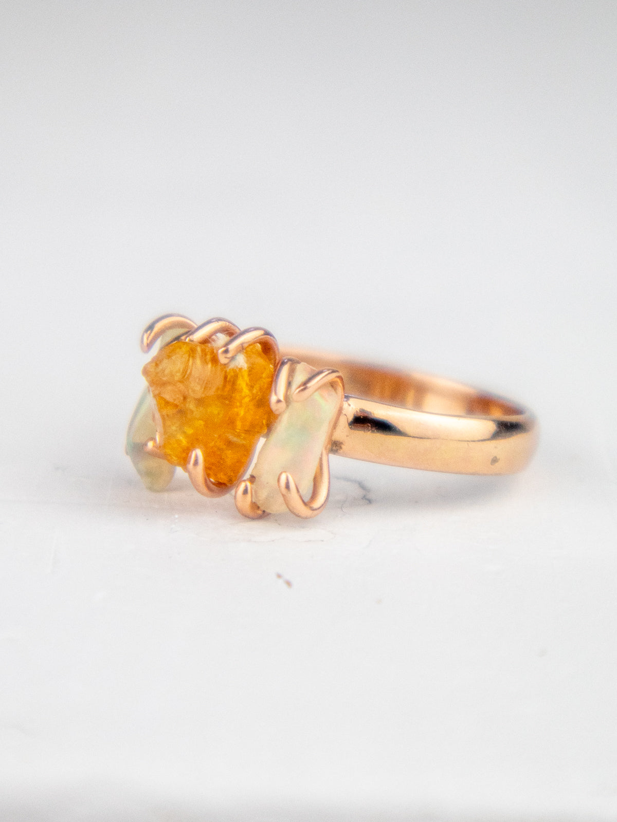 Opal/Citrine Cluster Ring - Rose Gold