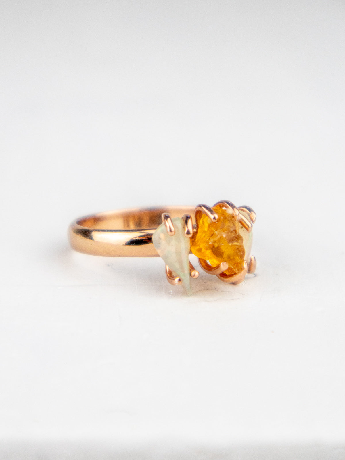 Opal/Citrine Cluster Ring - Rose Gold