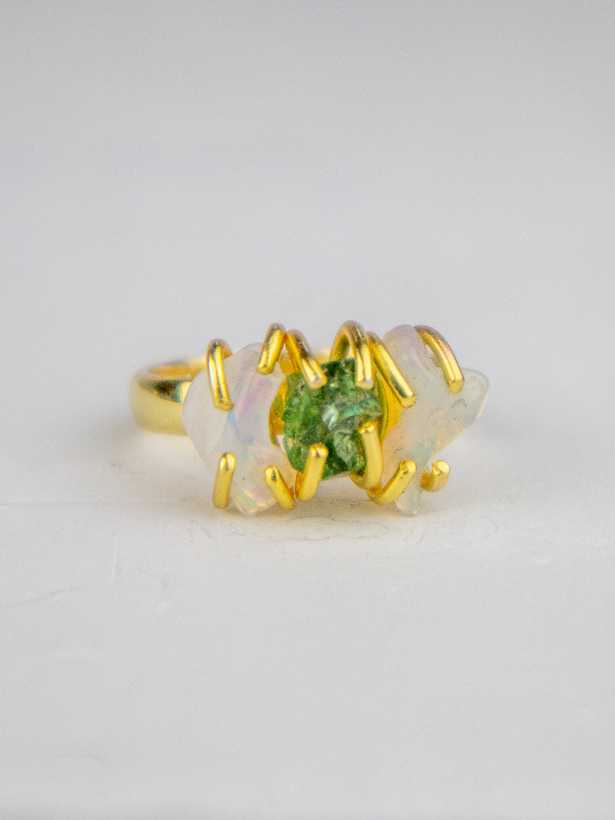 Opal/Peridot Cluster Ring - Gold