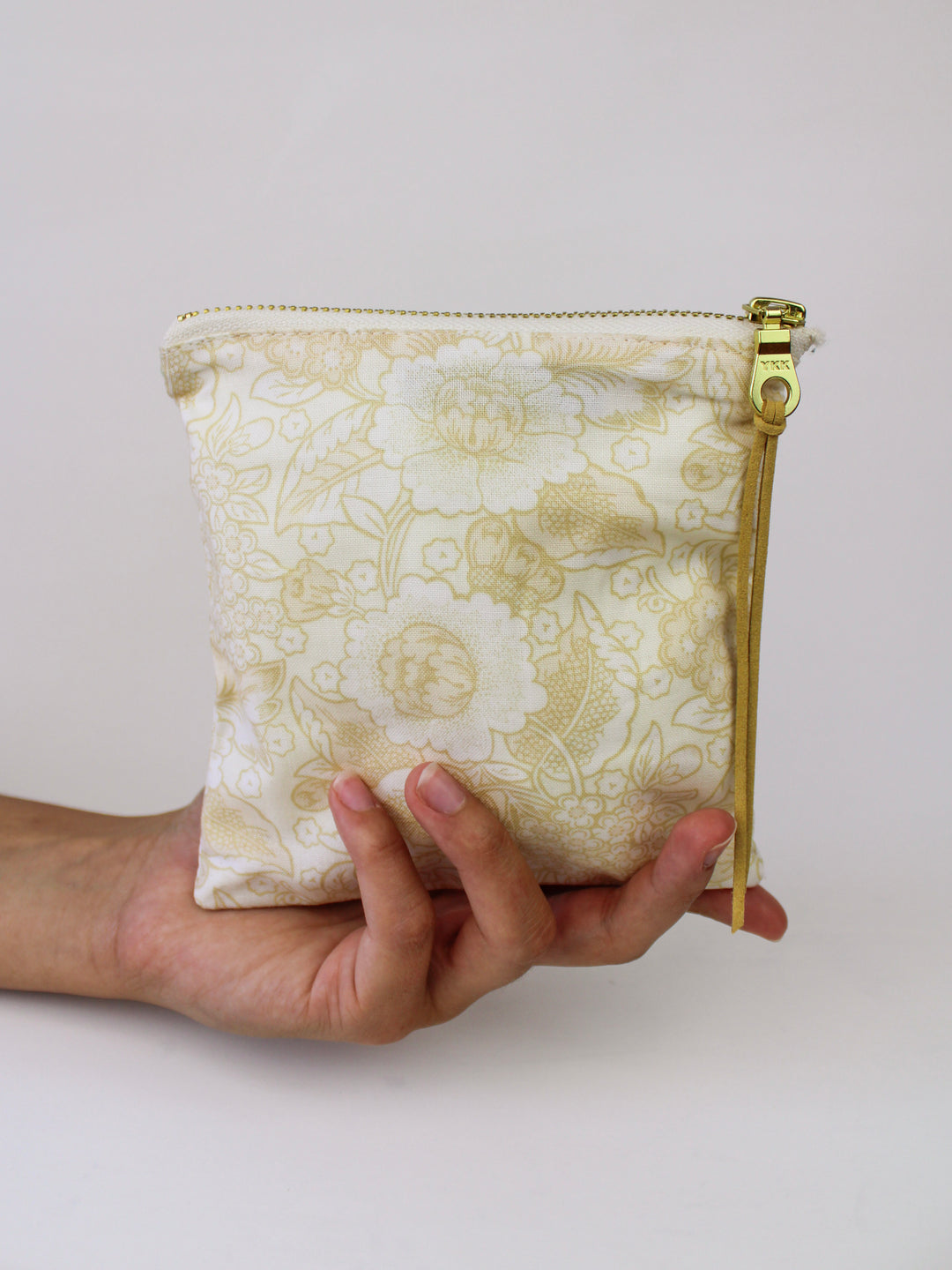 Golden Flowers Square Zip Pouch