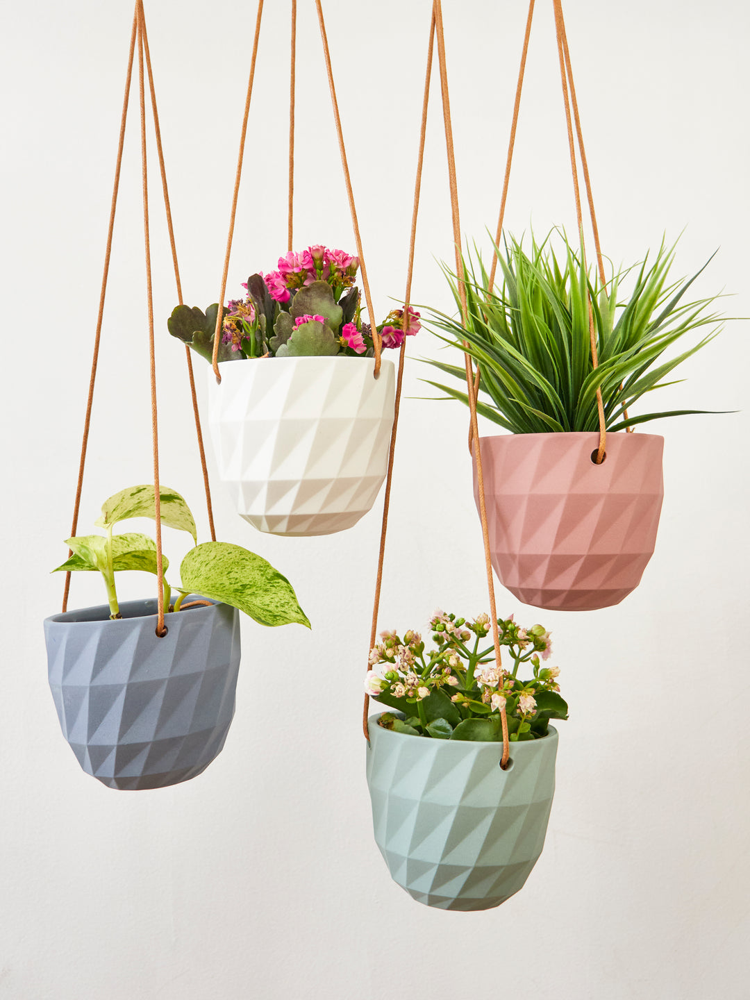 hanging planter modern Virago Modern Hanging Planter- Grid White