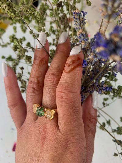 Citrine and Peridot Cluster Ring - Rose Gold