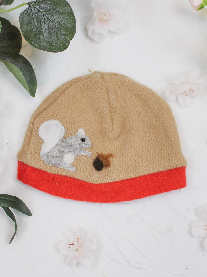 Squirrel Cashmere Hat - Newborn