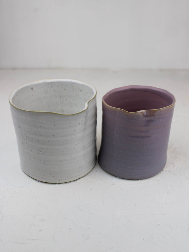 Japanese Minimalist White Speckles Flower Pot For Indoor Plants