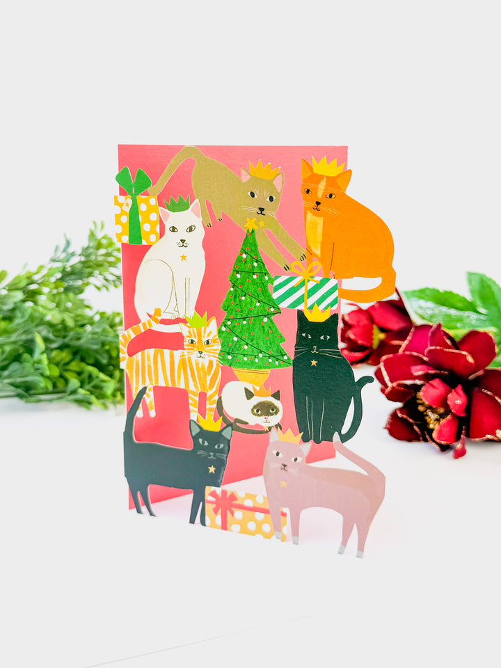 Cozy Cats at Christmas Laser-Cut Christmas Card