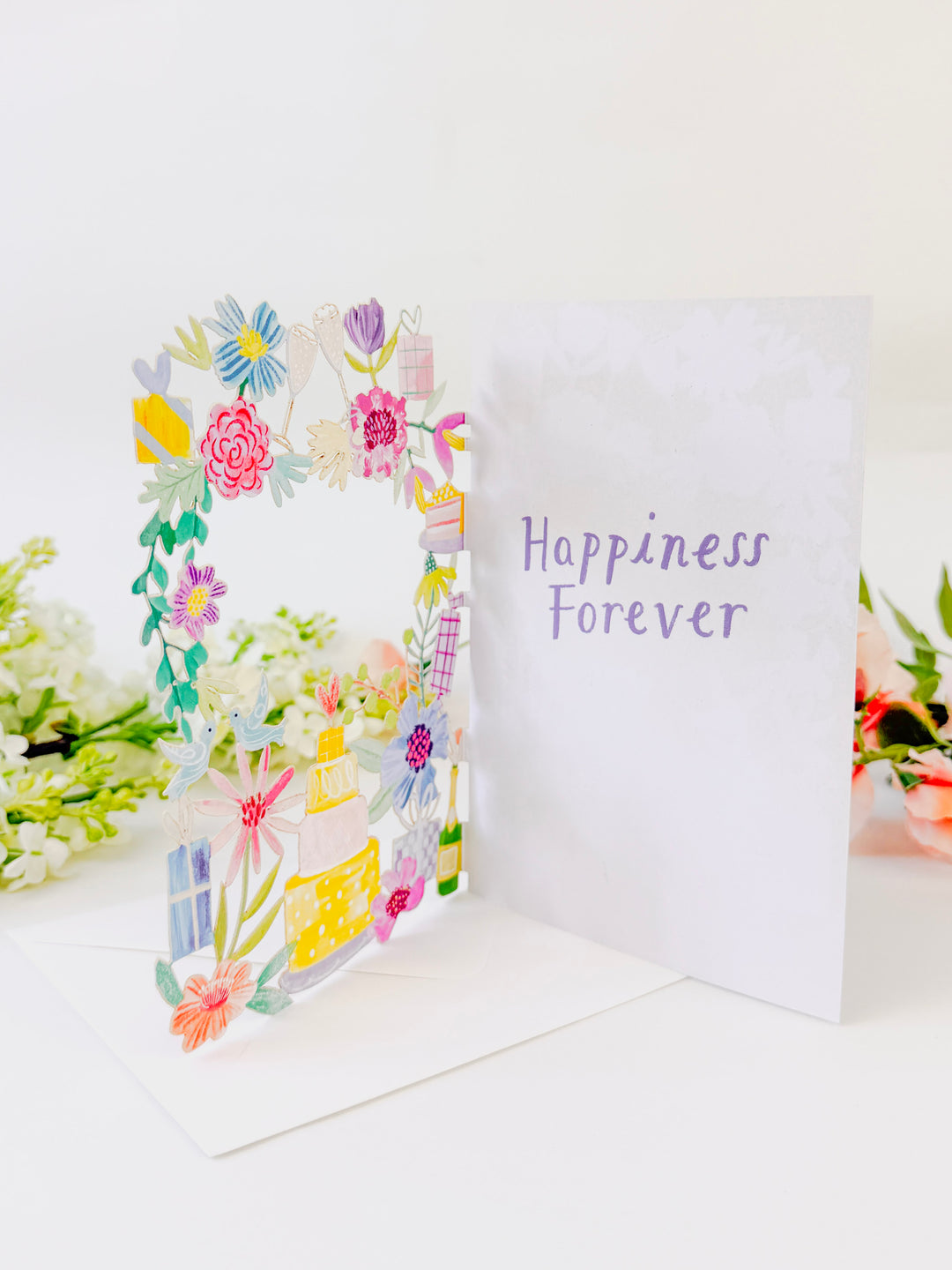 Yellow Tiered Wedding Cake lasercut Card