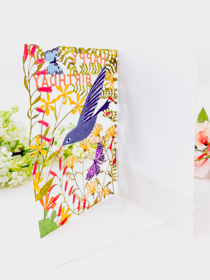 Hummingbird Lasercut Birthday Card
