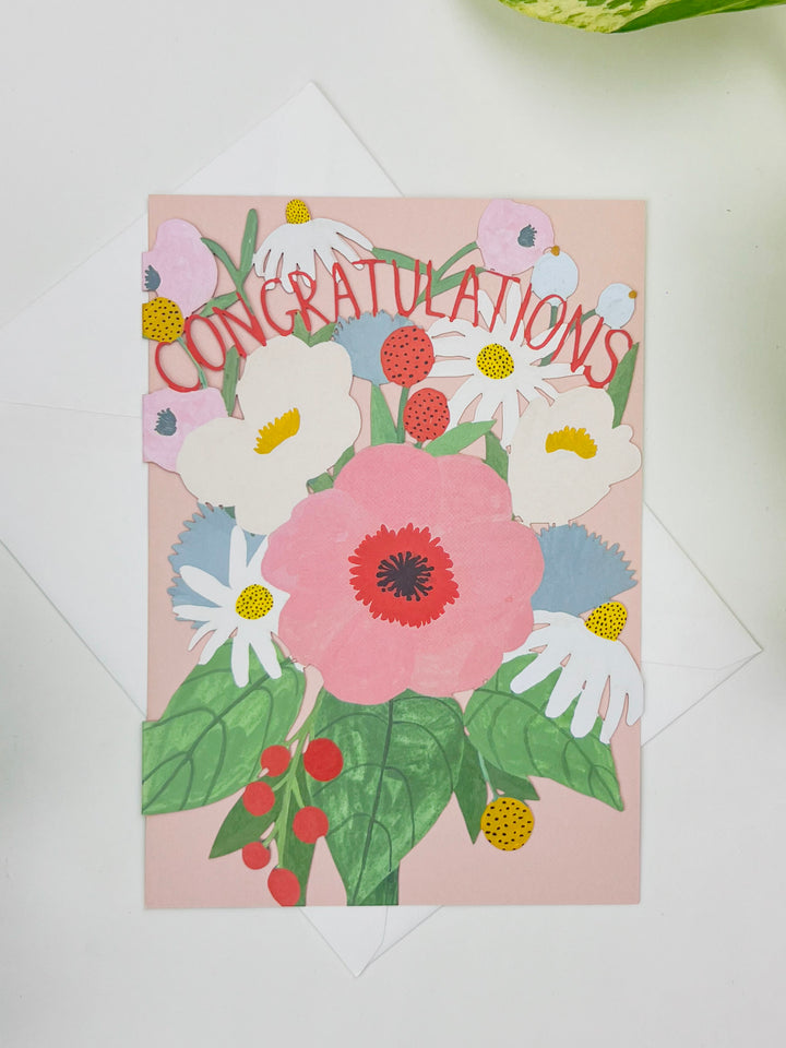 Big Pink Congratulations Laser-Cut Card