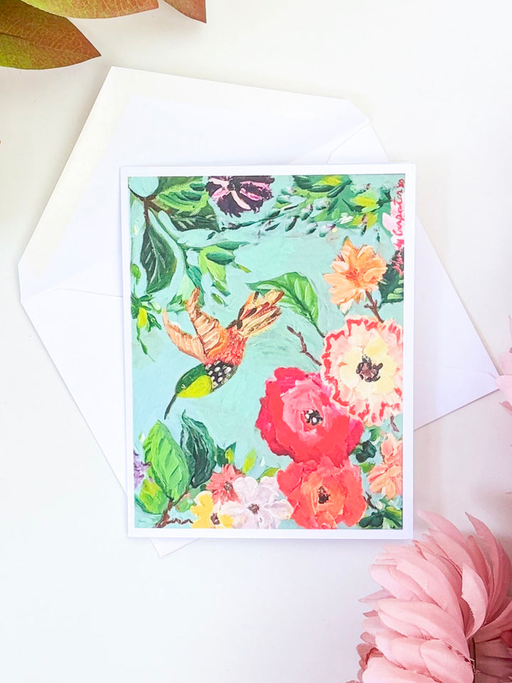 Turquoise Hummingbird Greeting Card by Carpe Diem Papers