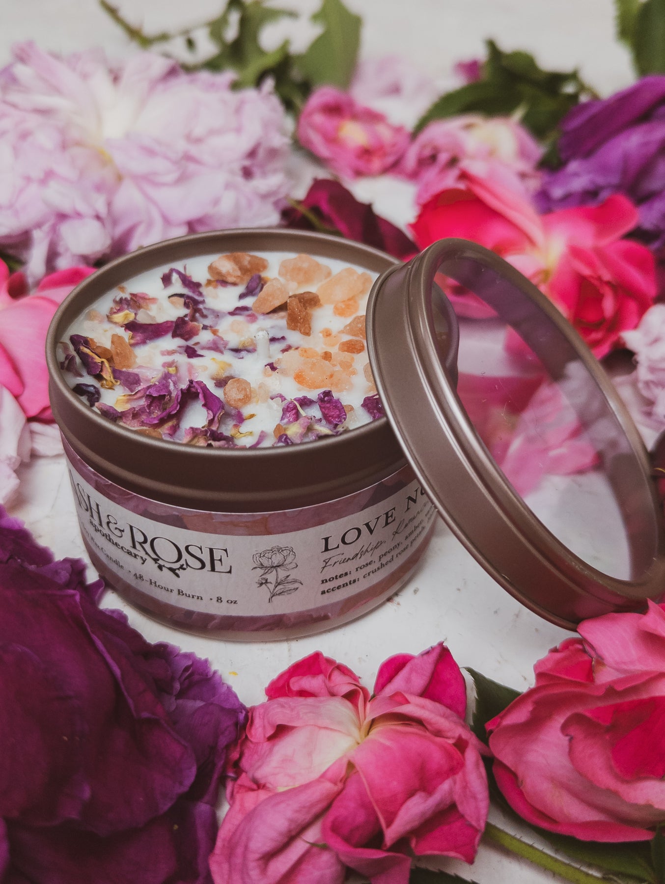 LOVE NOTES Rose + Pink Salt Candle – Ash & Rose