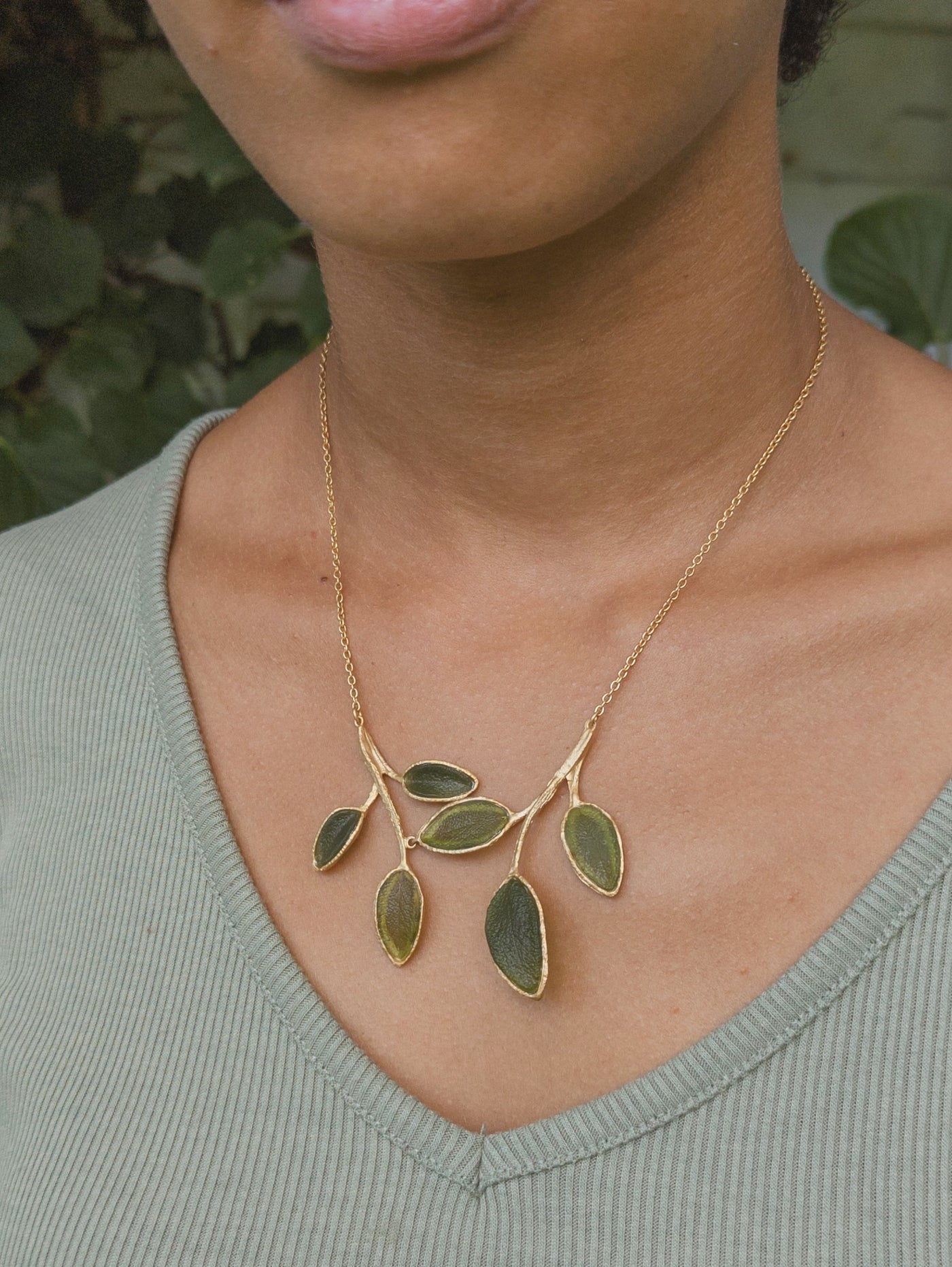 Sage Six Leaf Necklace