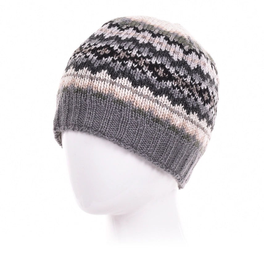 Lincoln Wool Beanie Hat with Nordic Pattern