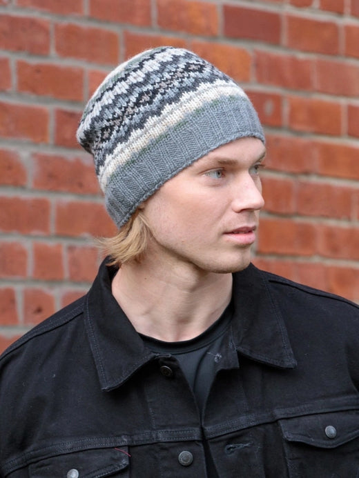 Lincoln Wool Beanie Hat with Nordic Pattern