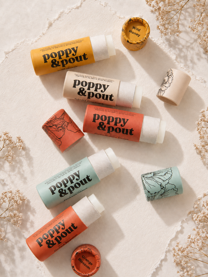 Poppy &amp; Pout Natural Lip Balm – Handmade in the USA