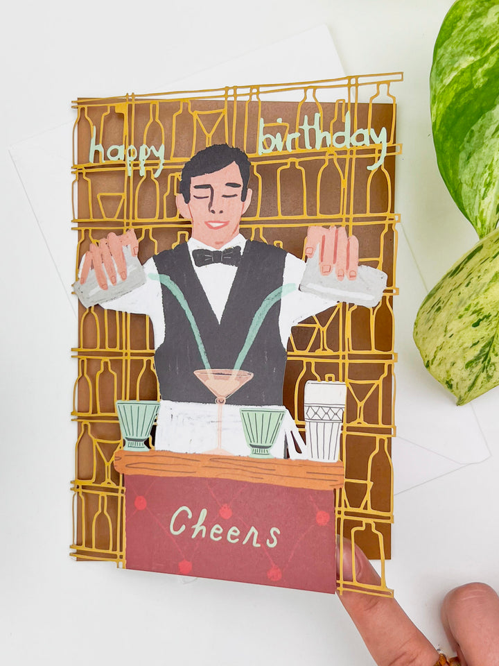 Mixologist Laser-Cut Birthday Card