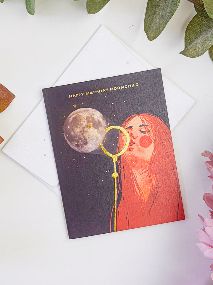 Moon Child - Seeded Birthday Card