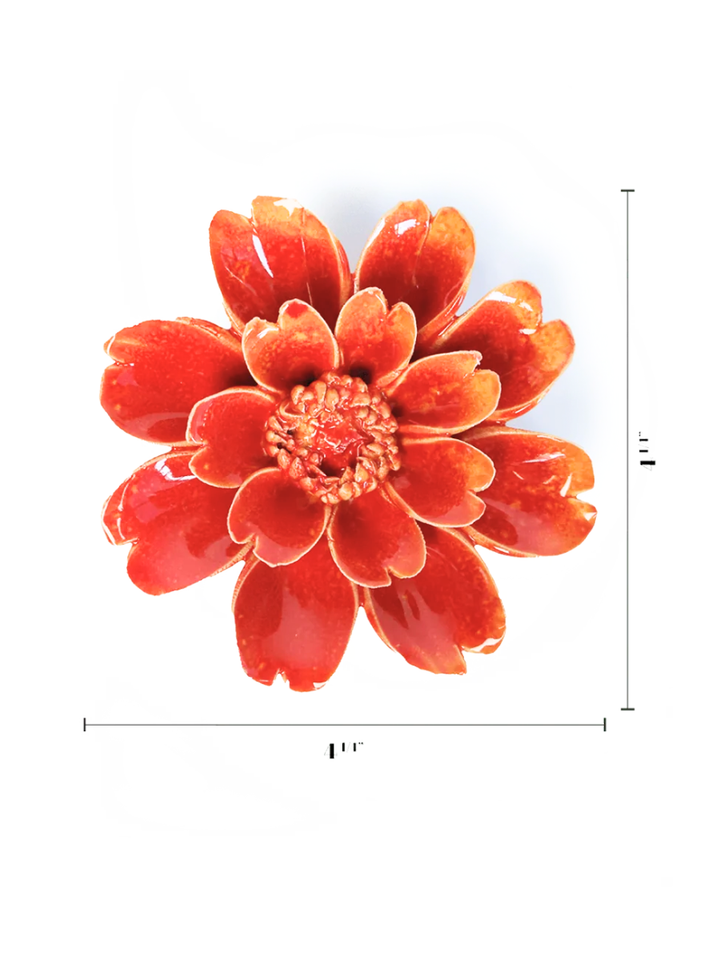 Orange Daisy Ceramic Wall Flower