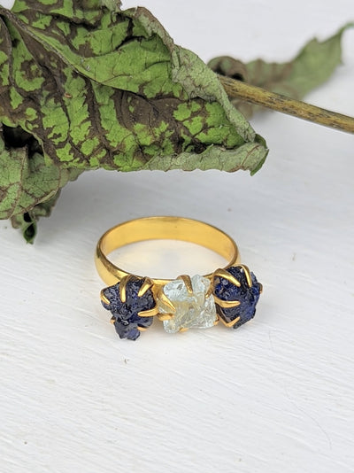 Sapphire/Aquamarine Cluster Ring - Gold