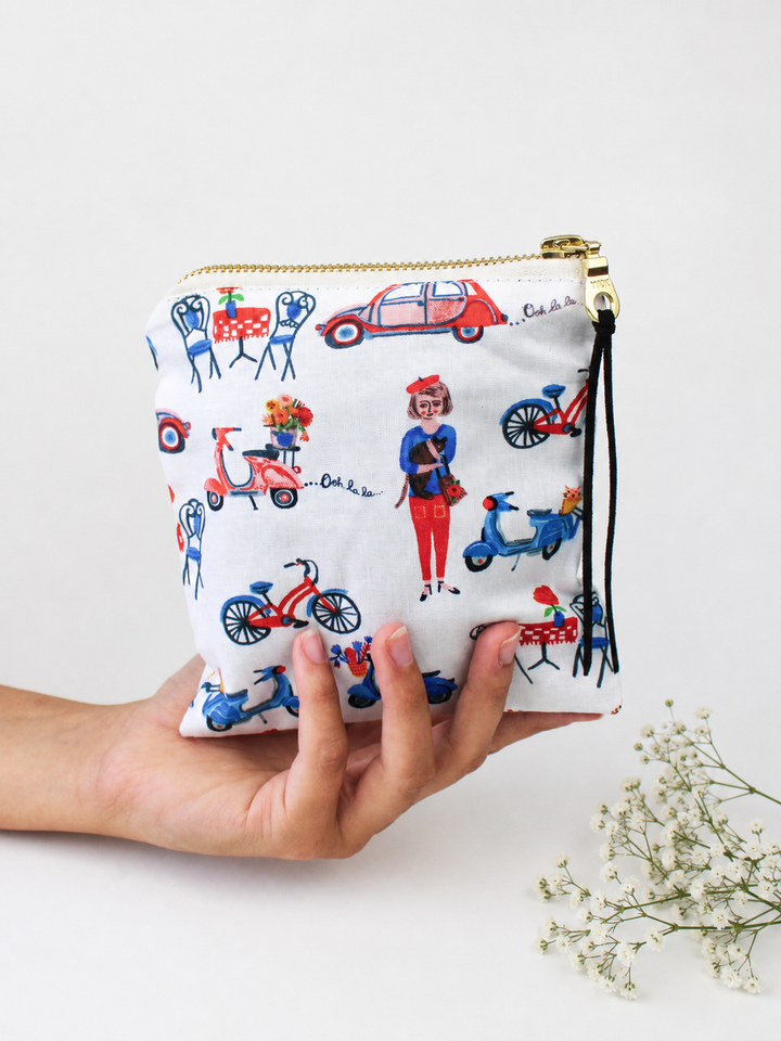 Paris Sidewalk Square Zip Pouch
