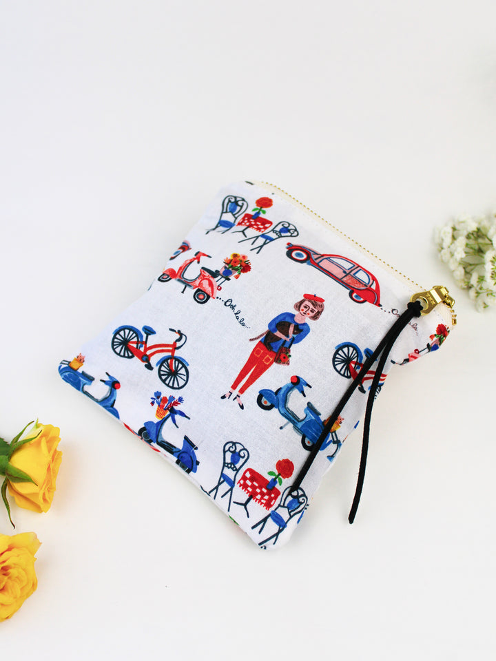Paris Sidewalk Square Zip Pouch