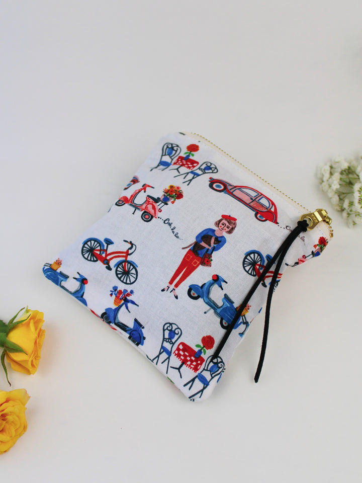 Paris Sidewalk Square Zip Pouch